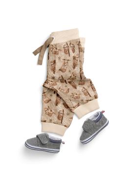 Baumwolljersey Lazy Jungle Faultier Camel by Mrs. Mint Design von Swafing